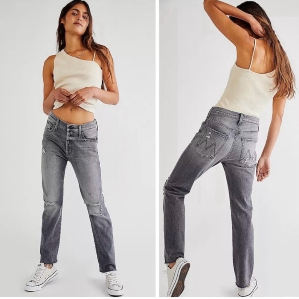 Mother Denim Scrapper Cuff Ankle Fray Unstitched In The Dark Size 28